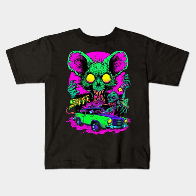 Green Monster RatFink Kids T-Shirt by MikeyMeta